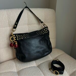 2010 Coach Zoe Black Leather Studded Convertible Shoulder Bag